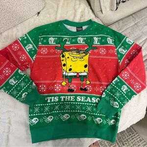 SpongeBob SquarePants Green and Red Holiday Sweatshirt